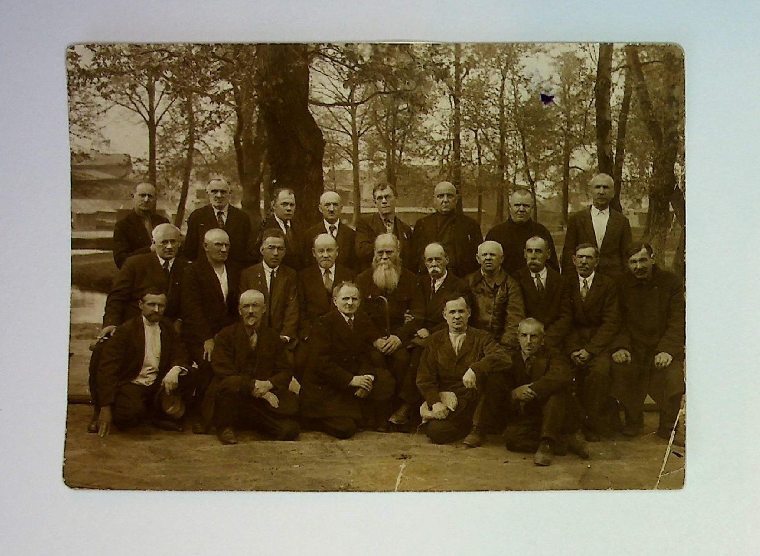 Фотография черно - белая. Активные участники Обуховской обороны. 1936 г.